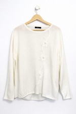 Size Large BM Collection Bon Marche Cream Embroidered Beaded Soft Knit Jumper