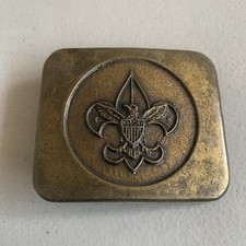 BSA Boy Scouts Of America Eagle Logo Gold Rectangle Belt Buckle 1980's USA