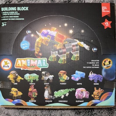 Box Set Of Animal Building Bricks All 12 BoxesCombine To Make A Large Elephant.