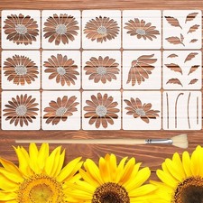 15PCS Large Flower Stencils for Wood Fence 12 x 12 Inch Sunflower Stencil...