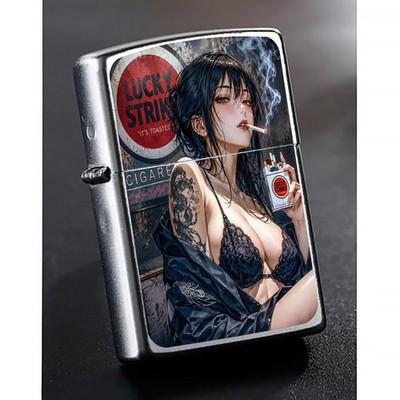 ZIPPO Lucky Strike Japan Anime Vintage Style Girl Lighter: fine art design