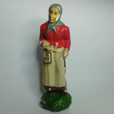 STATUA STATUINA PRESEPE VINTAGE GESSO EPOCA PERSONAGGIO EPOCA cm 13,5 FILATRICE