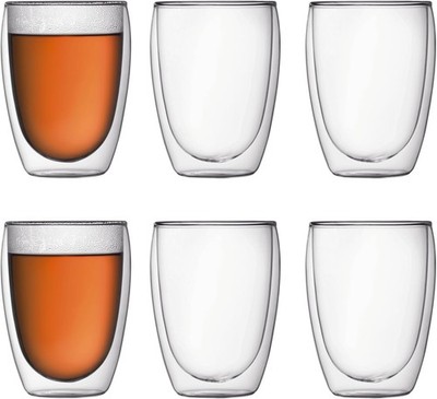 12oz Pavina Double Wall Insulated Tumbler, High-Heat Borosilicate Glass, Set of