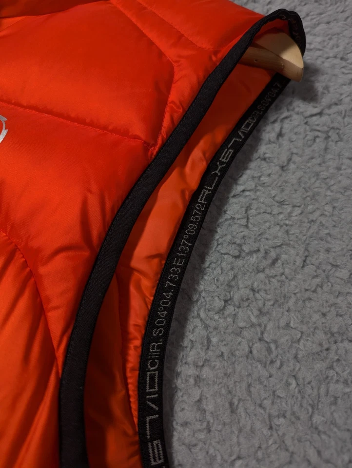 Ralph Lauren RLX Gilet Mens Small Orange Down Fill Body Warmer Golf Lightweight - Image 4 of 4