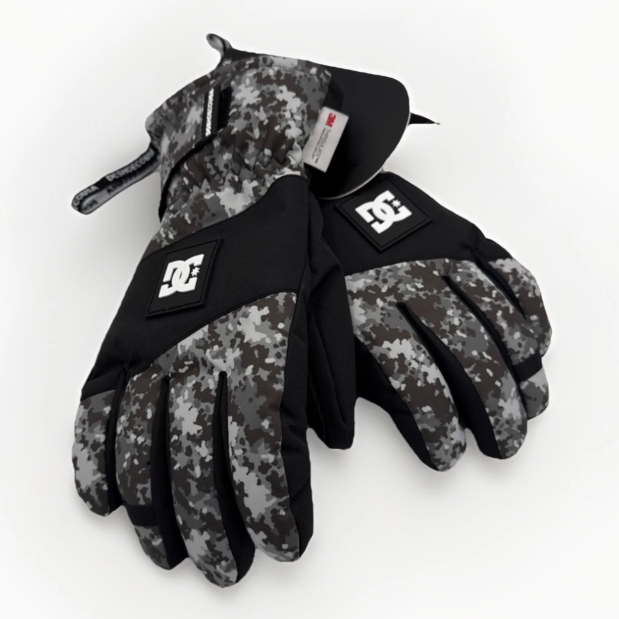 DC Shoes Black /Gray/White Camo- Insulated Winter Snow Gloves Mens Sz L/XL NWT