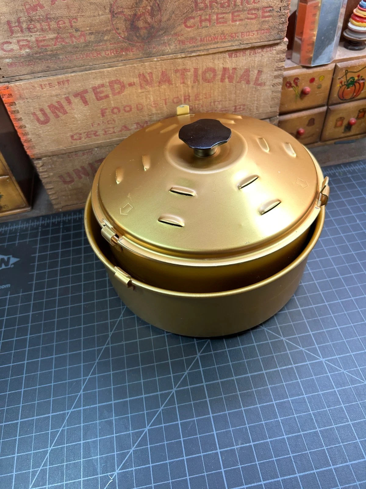 Rival Bread N Cake Bake Crock Pot Gold Aluminum Pans 3 Pc Set w/ Lid