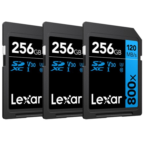 Lexar 256GB High-Performance 800x UHS-I SDHC Karta pamięci BLUE Series - (3-pak) - Zdjęcie 2 z 7
