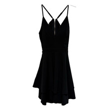 Hone and Rosie Cocktail Dress Medium Short Whimsygoth Black Mesh Back Tiered