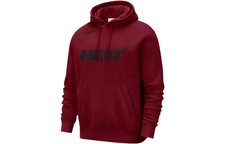 Nike NBA Miami Heat Courtside Team Logo Fleece Pullover Loose Fit Hoodie Red