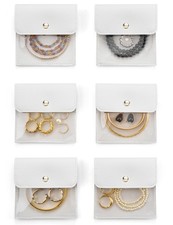 6 Pcs Mini Pouch Small Jewelry Bags Travel Clear Jewelry Storage Bag, Leather...