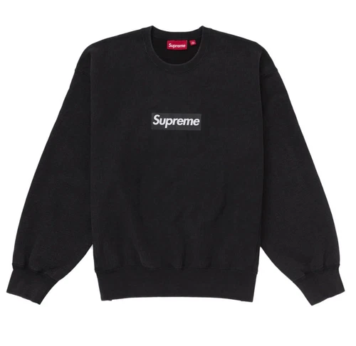 Logo Supreme Boîte Lavée Col Rond Noir Grande Commande Confirmée