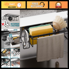 4-in-1 Kitchen Sink Sponge Holder with Strong Suction Cup - Space-Saving Organiz