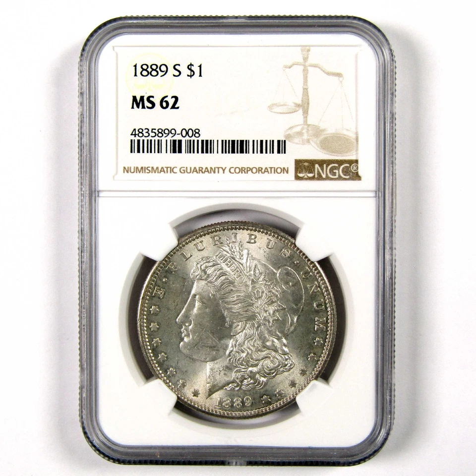 Moneda de $1 dólar Morgan 1889 S como nueva 62 NGC plata sin circular SKU:I11421