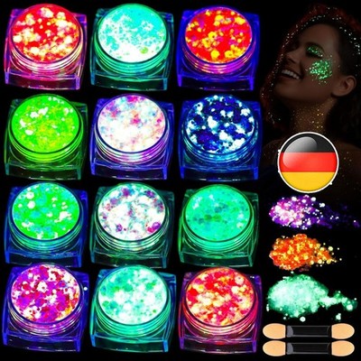 Glitter, 12 Farben Festival Glitzer Gesicht, Halloween Schminke Make-up , Körper