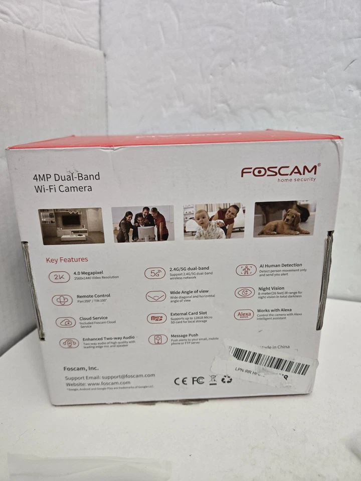 Cámara de seguridad para el hogar Foscam R4S 4 MP doble banda WiFi gafas negras Alexa Foto 3 de 4