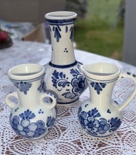 VTG Delft Blue & White - 3 x Ceramic Items - Incl.  jug & vases 10 cm & 8 cm VGC
