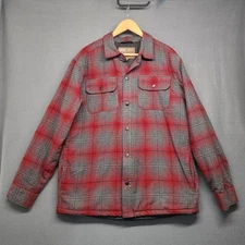 Rugged Elements Flannel Shirt Jacket Mens Medium Red Gray Plaid Quilted Snap