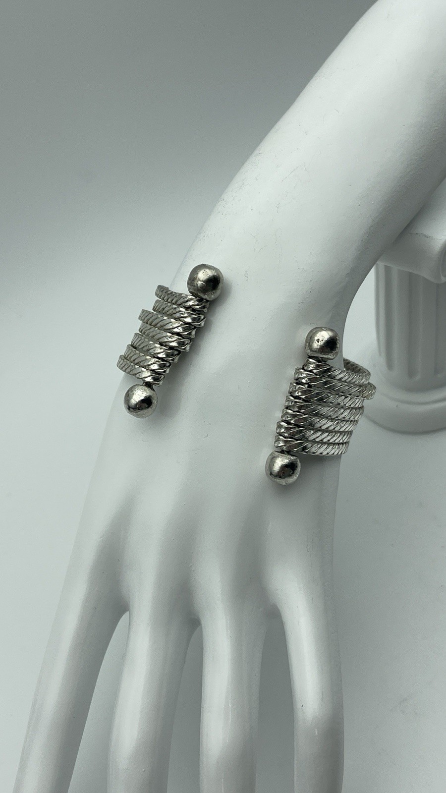 Multi Strand Silver Tone Statement Cuff - image 2