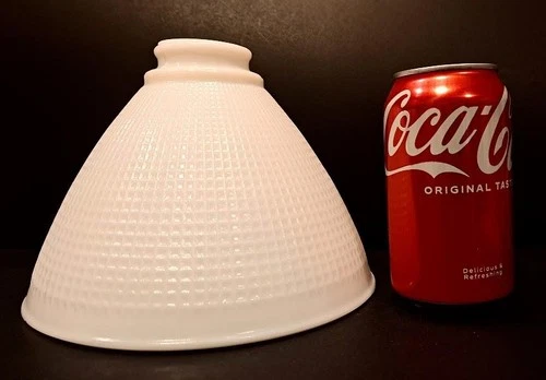 Vintage Corning White Milk Glass Waffle Lamp Light Shade Diffuser 8” 820120