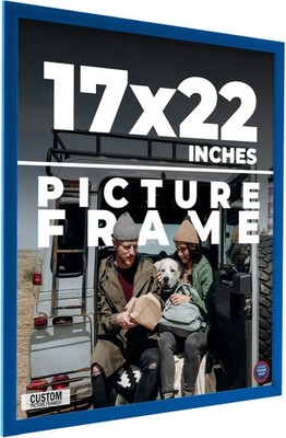 17x22 Frame Blue Solid Wood Picture Frame Width 0.75 Inches | Interior Frame Dep