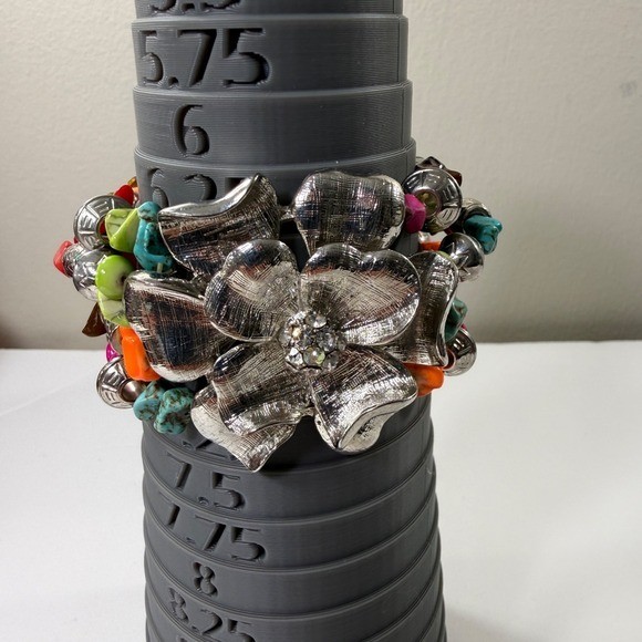 Multi Strand Bracelet Beaded Stacking Silver Tone… - image 5