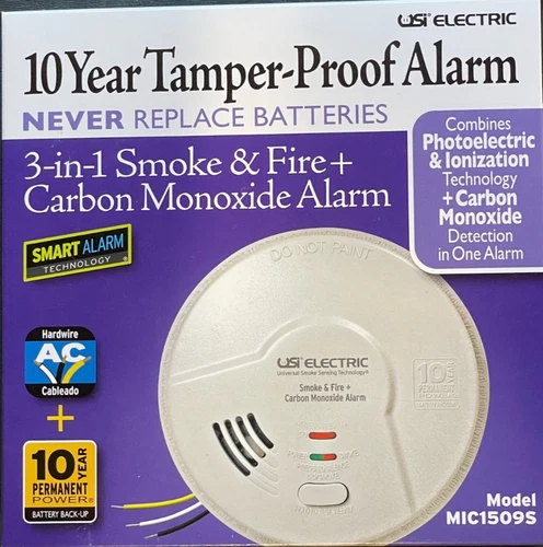 USI Electric MIC1509S 3-in-1 Smoke Fire Carbon Monoxide Alarm