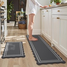 KIMODE Anti Fatigue Mats for Kitchen Floor 17"x59" 17"x29" Dark Grey Farmhouse K