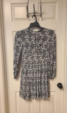 Banana Republic Women’s Long Sleeve Mini Dress Size 0 Black Floral ~CUTE! Sz 0