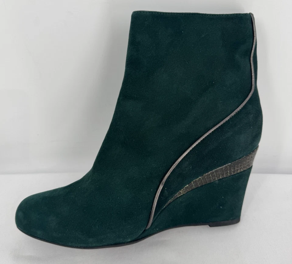 Aquatalia на Marvin K зеленый кожаный замши крокодила выбитый на танкетке ботильоны размер 8,5 - Изображение 4 из 4