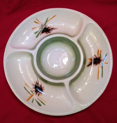 VINTAGE 1961 LANE &CO Van Nuys California Pottery Appetizer  Tray  MCM