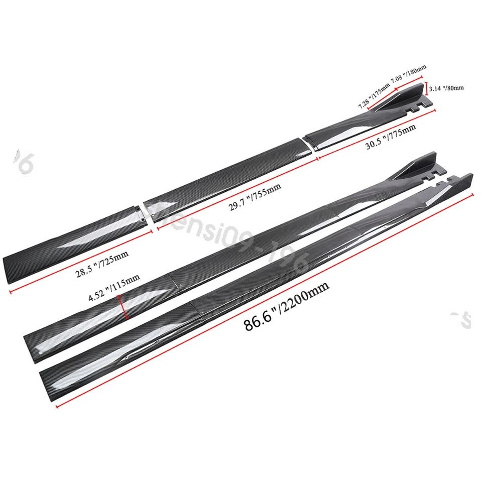 86.6'' Carbon Style Side Skirts Rocker Panel Lips For Chrysler 200 S 300 C SRT-8 Foto 4 de 4