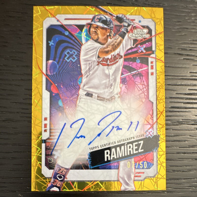 2024 Topps Cosmic Chrome Jose Ramirez Gold Interstellar Auto CCA-JRA /50
