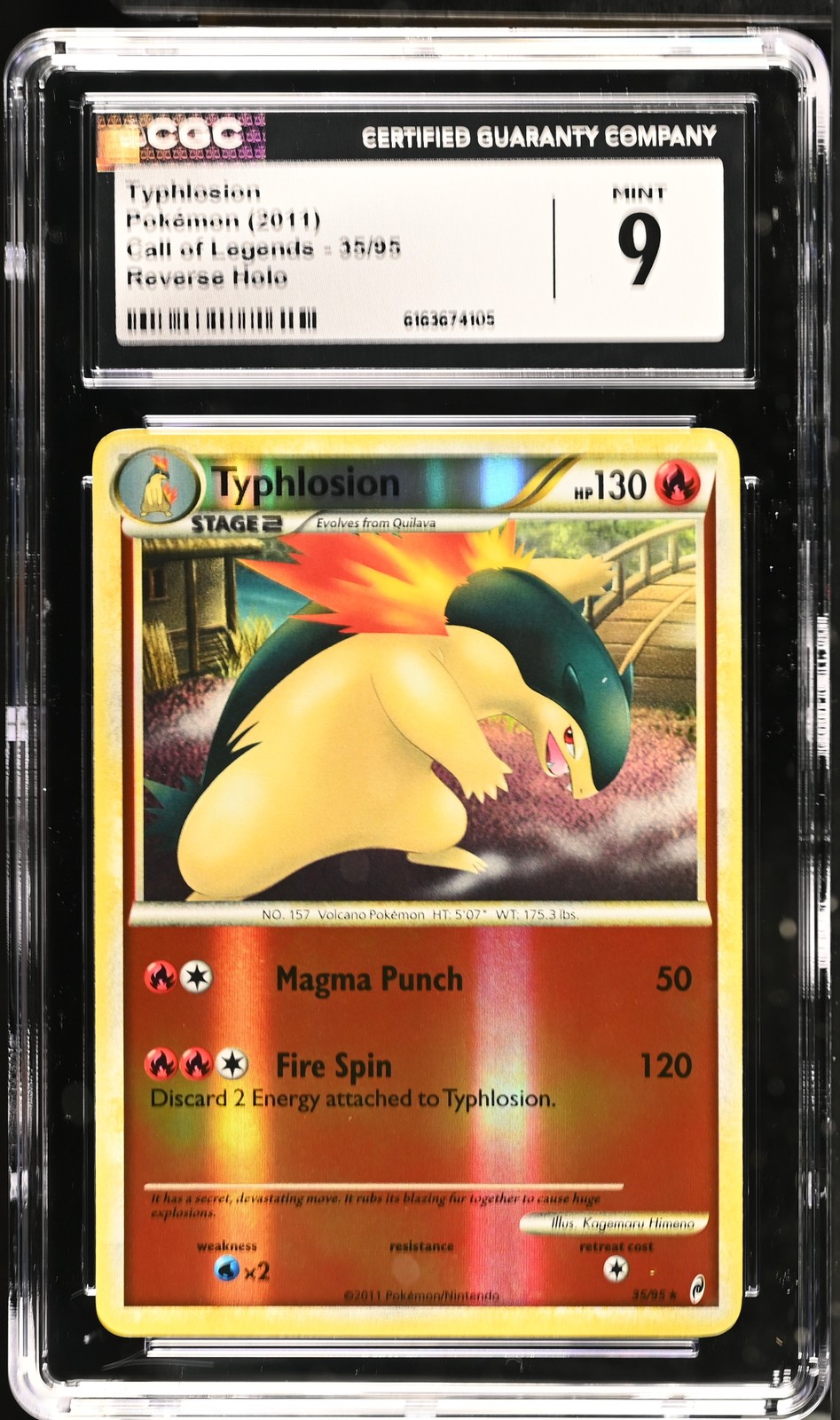 CGC 9 MINT Typhlosion 35/95 Call Of Legends Reverse Holo Pokemon Card