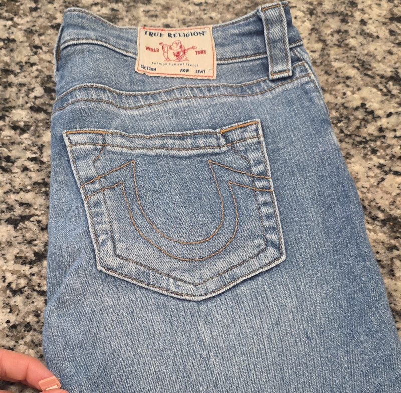 True Religion Women’s Skinny Light Wash Blue Denim Jeans Distressed 5-Pocket