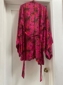 [NEW] Aubade - Short Kimono Robe - Tie Front - Pink Floral -  Loungewear