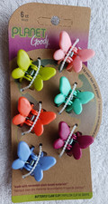 6 Goody Planet Colored Butterfly Renewable Plant Plastic Hair Claw Jaw Clips