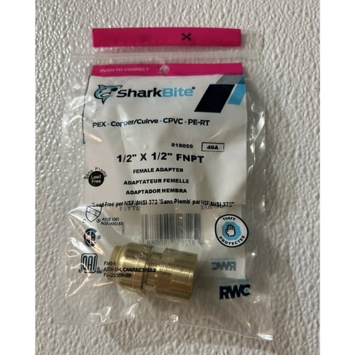 Sharkbite 818059 1/2" x 1/2" FNPT Female Adapters PEX Lot Of 24