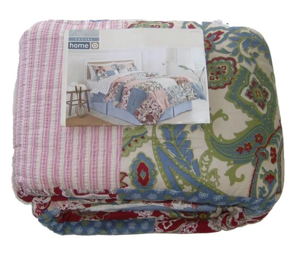 Hogar Cama Completa En Bolsa De Colección Paisley Rayas Patchwork Edredón Sábanas Fundas Foto 2 de 2