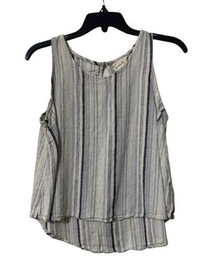 Universal Threads Tank Blouse Women s Size Medium Blue striped sleeveless casual