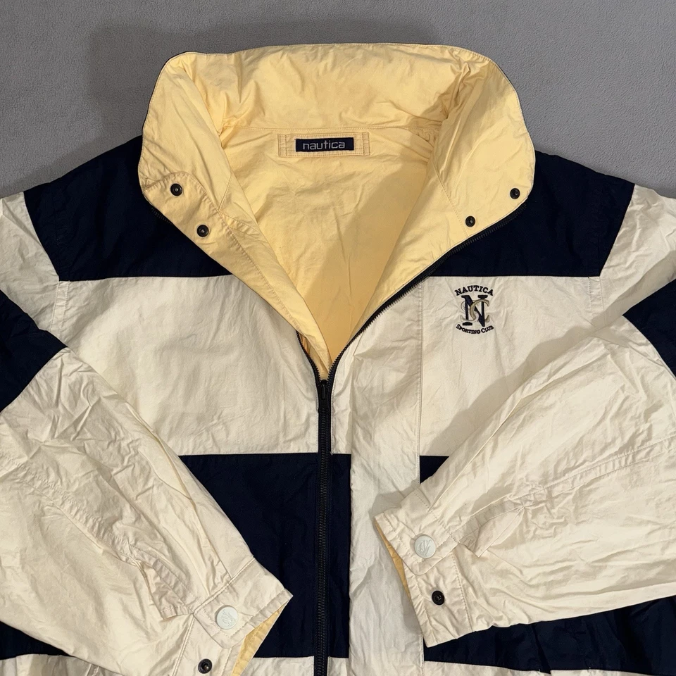 Vintage Nautica Striped Reversible Windbreaker Jacket XXL Hip Hop Outdoors 90s - Image 2 of 4