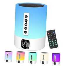 Alarm Clock Bluetooth Speaker, Night Light White Noise Machine Touch Bedside