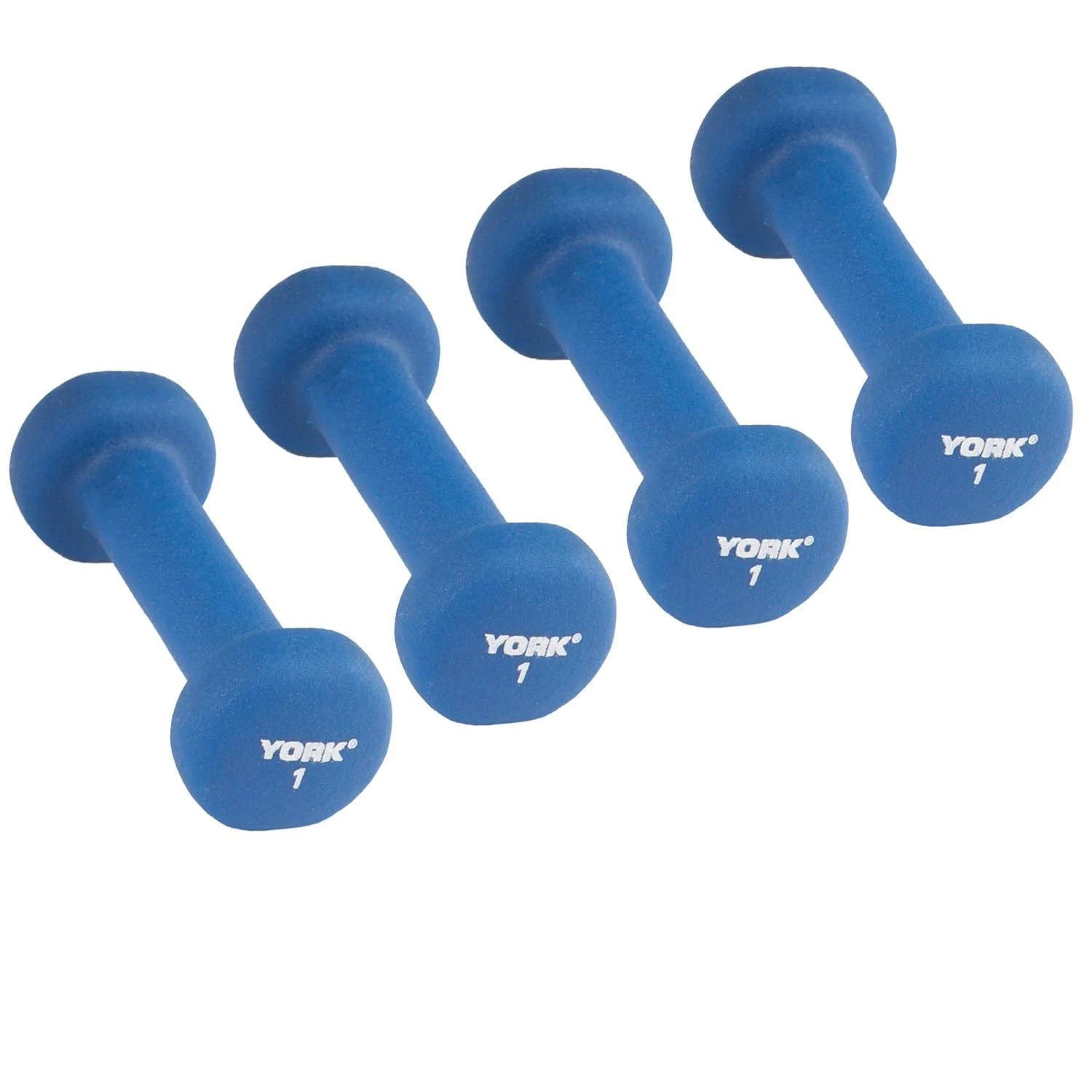York Barbell Neoprene Coated Fitbell Dumbbell1LB Pk4 Dumbbell Set for Women&Men