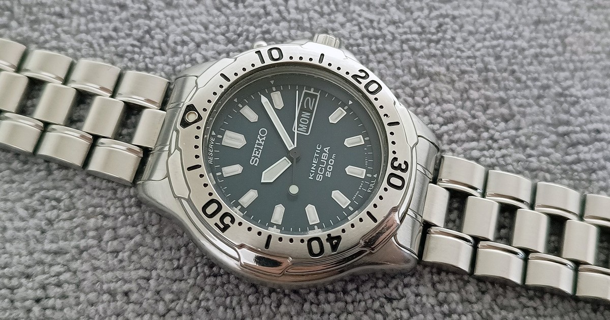 NICE SEIKO AGS KINETIC 5M43-0C30 SCUBA 200M. BLUE DIAL STAINLESS 