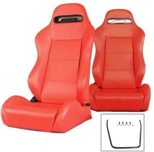 2 Red Pvc Leather Racing Seats Reclinable Mitsubishi New