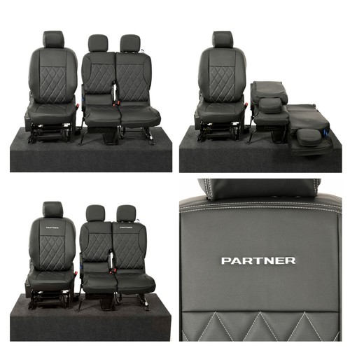 PEUGEOT PARTNER SEAT COVERS (ALL YEARS) FRONT TAILORED HEAVY DUTY LEATHERETTE - Picture 61 of 72