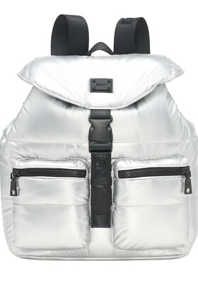 DKNY Avia Backpack, Silver/Black. New