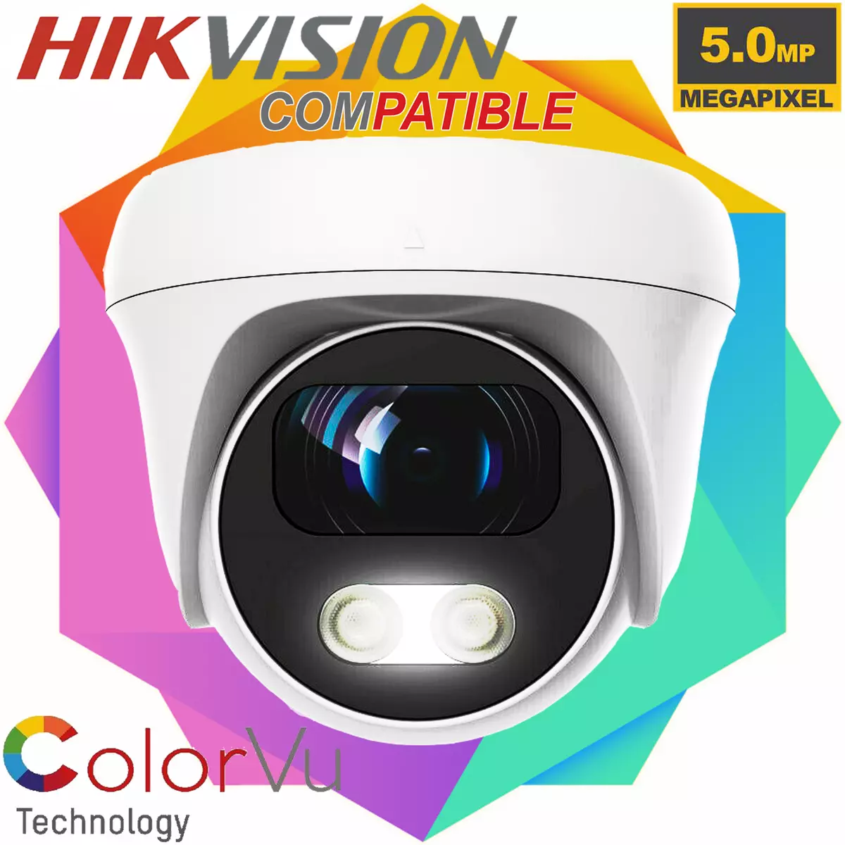 5MP COLORVU 4K Dome Camera Colour View Turret Camera 25m IR Full