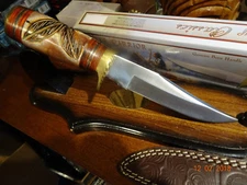 CHIPAWAY CUTLERY 10" OVERAL FIXED BLADE 440HC STAINLESS BLADE GENUINE BROWN BONE