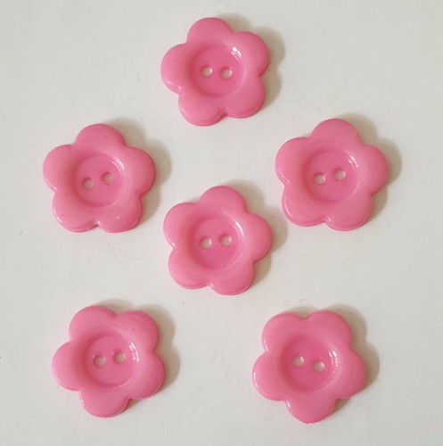 6 Pretty Flower Shaped Acrylic Buttons Size 20mm - Various Colours Available - Picture 3 of 13