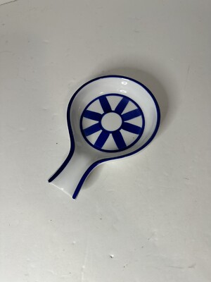 VTG Dansk ARABESQUE Stoneware Ceramic SPOON REST HOLDER 4''x6''x1'' Blue & White